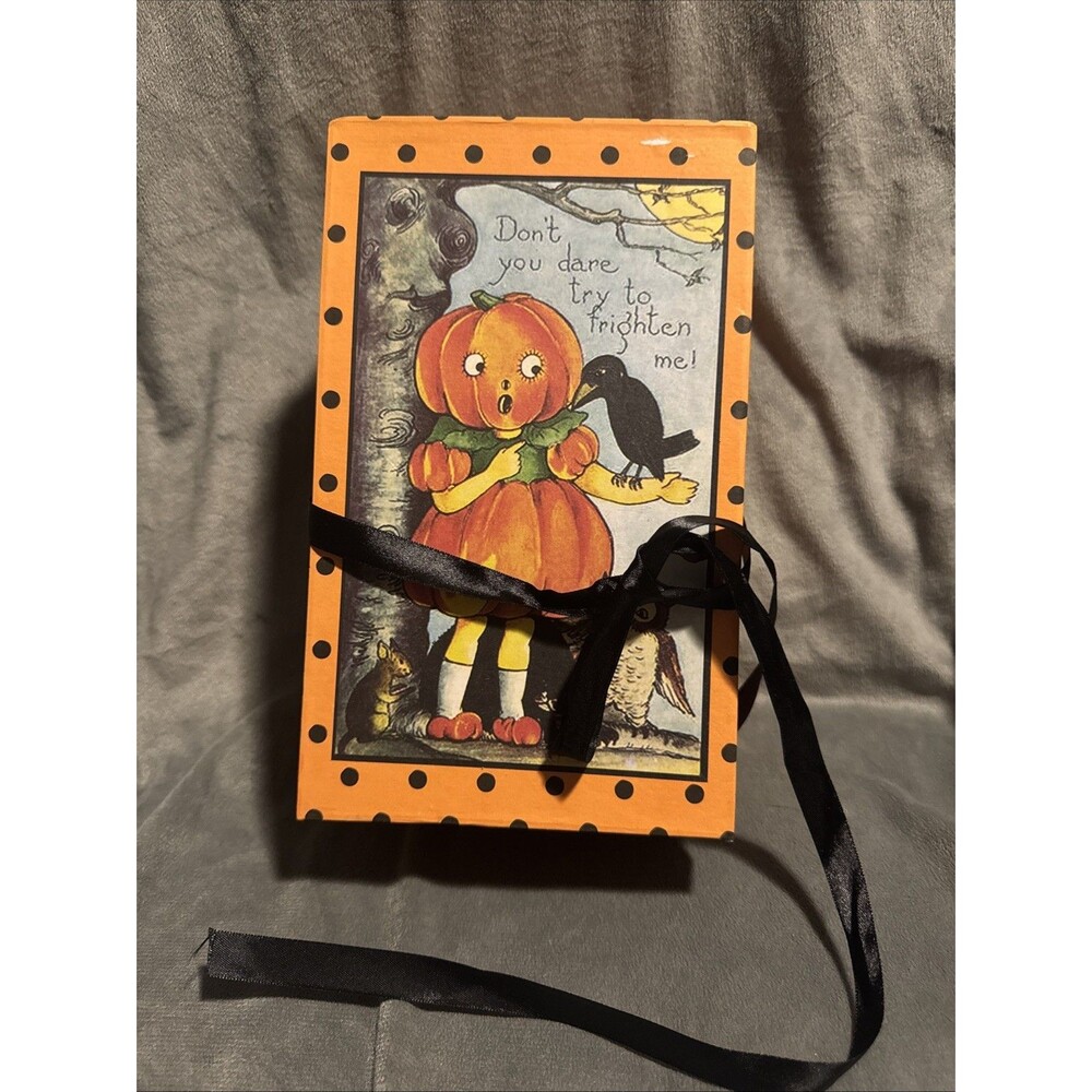 Don’t You Dare Try To Frighten Me Halloween Vintage Inspired Box 10.25X6.5X4.5"